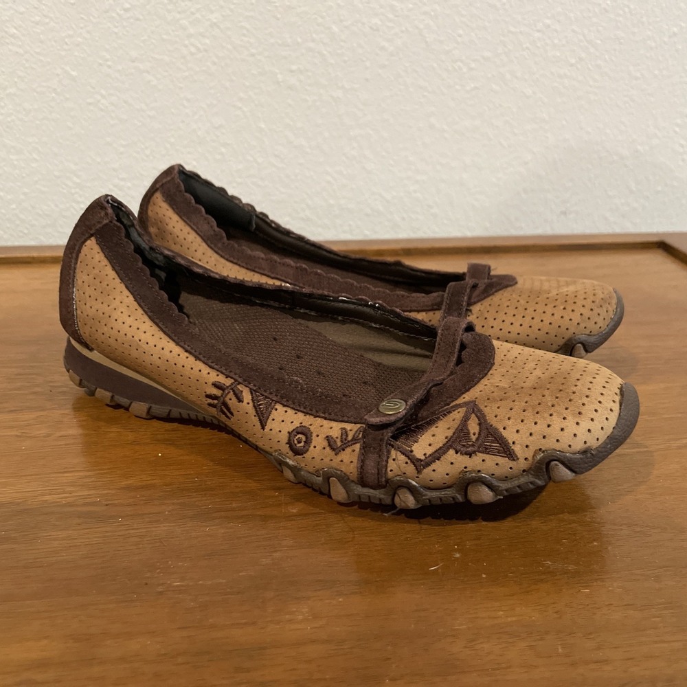 Skechers Brown Slip On Mary Jane Women's 7.5 Comfort Shoes Flats